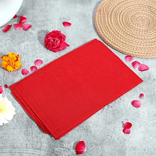 Mangal Bhavan Pooja Cloth, Pure Cotton, For Pooja Ghar, Altar, Red, 1 pc